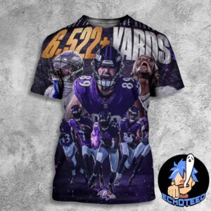 Baltimore Ravens Football Team The Most In Franchise History 6522 Yards NCAA Bowl Games 2024-2025 All Over Print Essentials Unisex T-Shirt