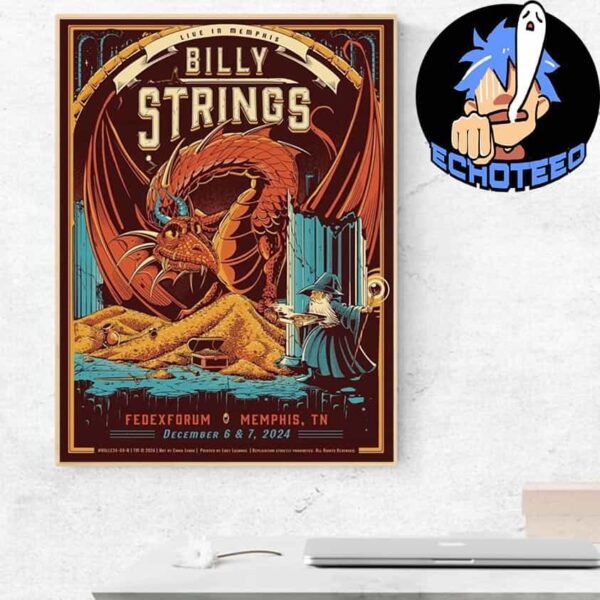 Billy Strings Memphis Dual Night On Dec 6 7 2024 At Fedexforum Memphis US By Chris Lyons Home Decor Poster Canvas