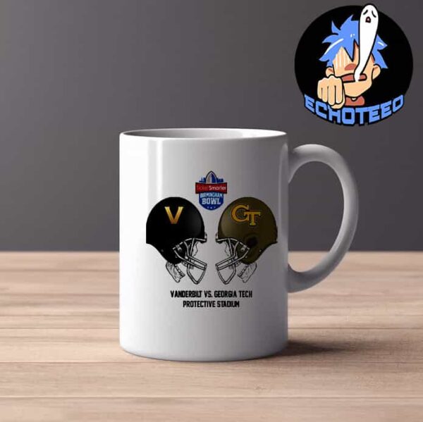 Birmingham Bowl NCAA 2024-2025 Bowl Games Vanderbilt Commodores vs Georgia Tech Yellow Jackets At Protective Stadium Skull Helmet Head To Head Mug