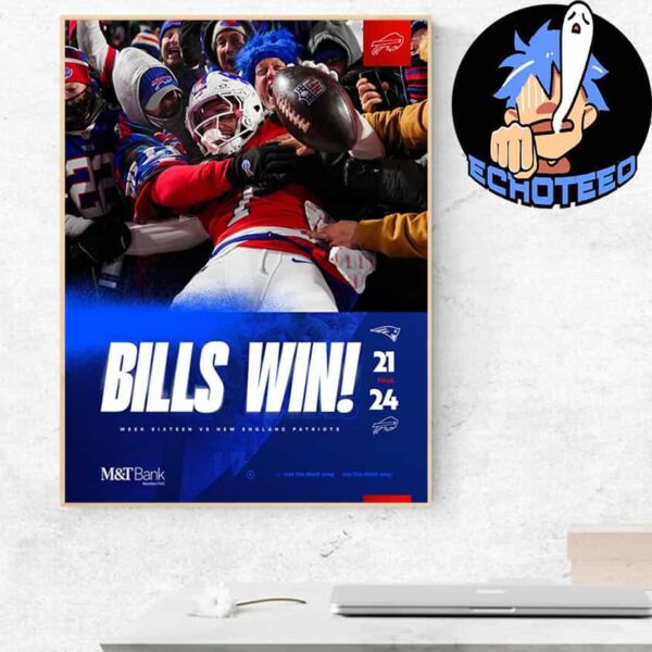 Buffalo Bills Beats New England Patriots With 24-21 On Dec 23 2024 No 1 AFC East NFL 2024-2025 Home Decor Poster Canvas