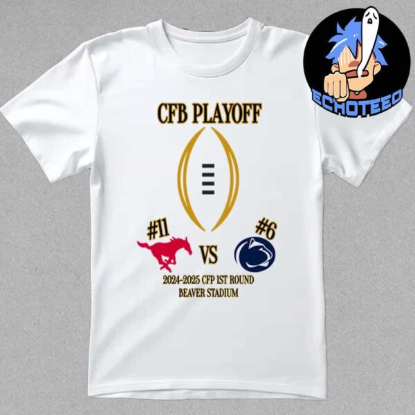 CFB Playoff SMU Mustangs VS Penn State Nittany Lions NCAA 2024-2025 College Football Bowl Games At Beaver Stadium The Pennsylvania University Park Essentials Unisex T-Shirt