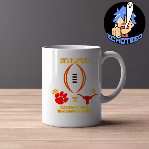 CFP First RD Clemson Tigers VS Texas Longhorns NCAA 2024-2025 College Football Bowl Games At Texas Memorial Stadium The University Of Texas At Austin Merch Mug