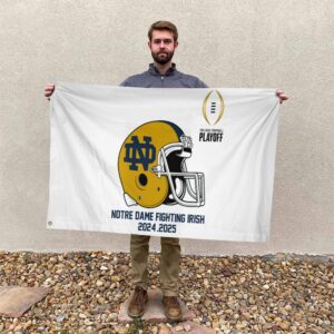 College Football Playoff 2025 Notre Dame Fighting Irish Helmet NCAA Bowl Games 2024-2025 Garden House Flag Home Decor