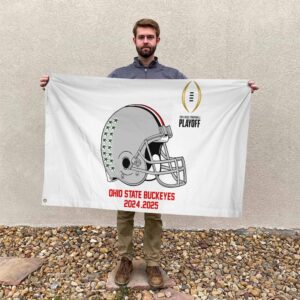 College Football Playoff 2025 Ohio State Buckeyes Helmet NCAA Bowl Games 2024-2025 Garden House Flag Home Decor