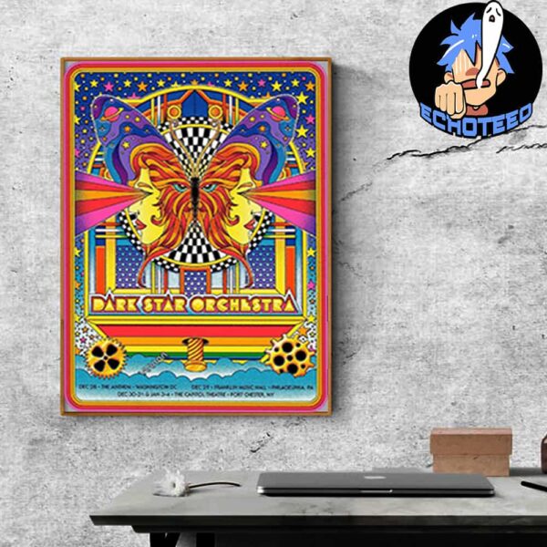 Dark Star Orchestra Perfomance Cosmic New Year Run 2024-2025 Tour List Artwork By Nate Gonzalez Home Decor Poster Canvas