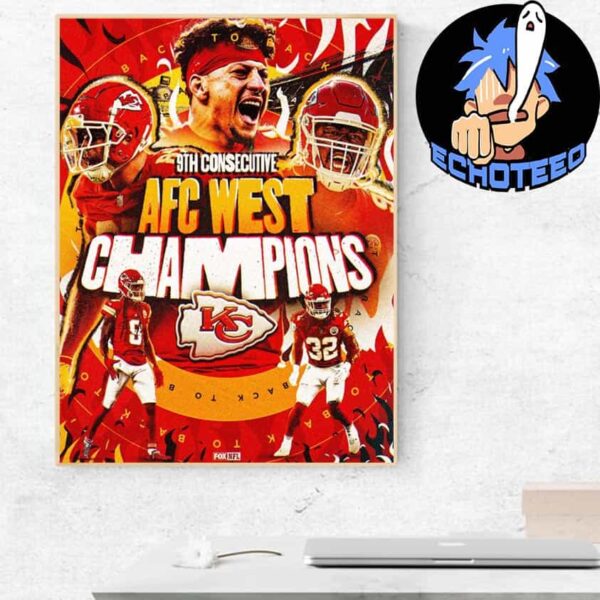 FOX Sports NFL The Kansas City Chiefs 9th Year AFC West Champions Home Decor Poster Canvas