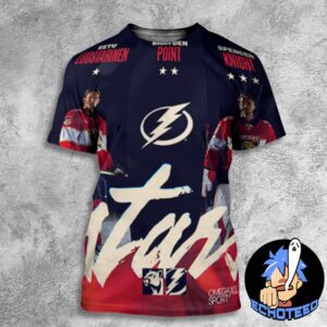 Florida Panthers Players Eetu Luostarinen And Brayden Point And Spencer Knight VS Tampa Bay Lightning On Dec 23th 2024 All Over Print Essentials Unisex T-Shirt