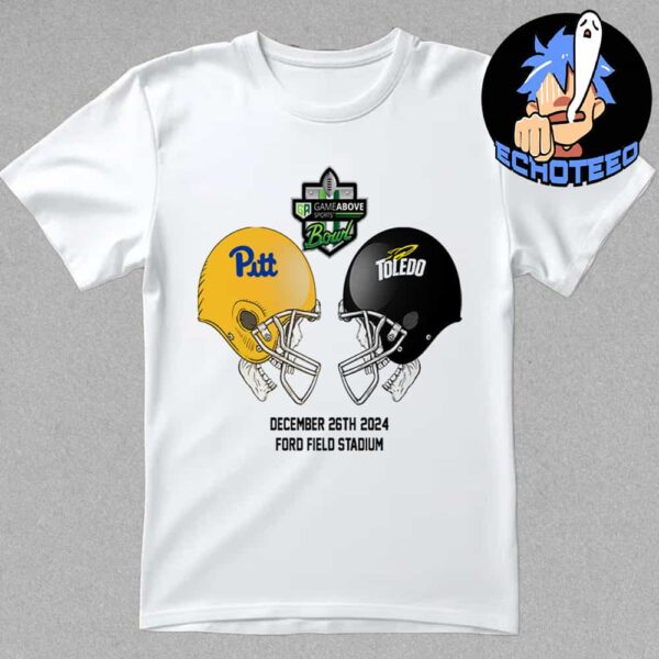 GameAbove Sports Bowl NCAA 2024-2025 Bowl Games Pittsburgh Panthers vs Toledo Rockets At Ford Field Stadium Skull Helmet Head To Head Essentials Unisex T-Shirt