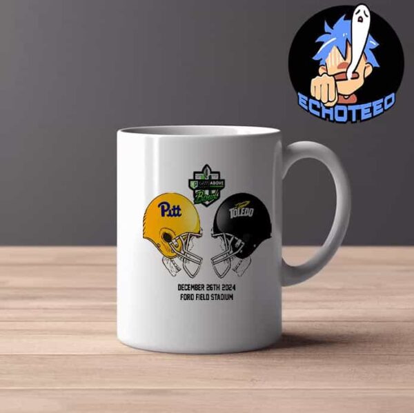 GameAbove Sports Bowl NCAA 2024-2025 Bowl Games Pittsburgh Panthers vs Toledo Rockets At Ford Field Stadium Skull Helmet Head To Head Mug