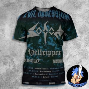 Hell Ripper With Sodom And Bonded And Tyranthrope Evil Obsession Mini Tour 2024 All Over Print Essentials Unisex T-Shirt