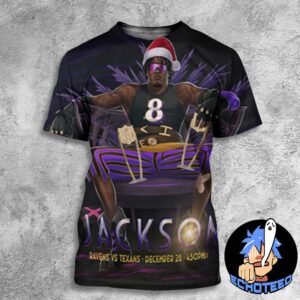 Lamar Jackson Baltimore Ravens VS Houston Texans On Dec 25th 2024 NFL 2024-2025 X Arcane All Over Print Essentials Unisex T-Shirt