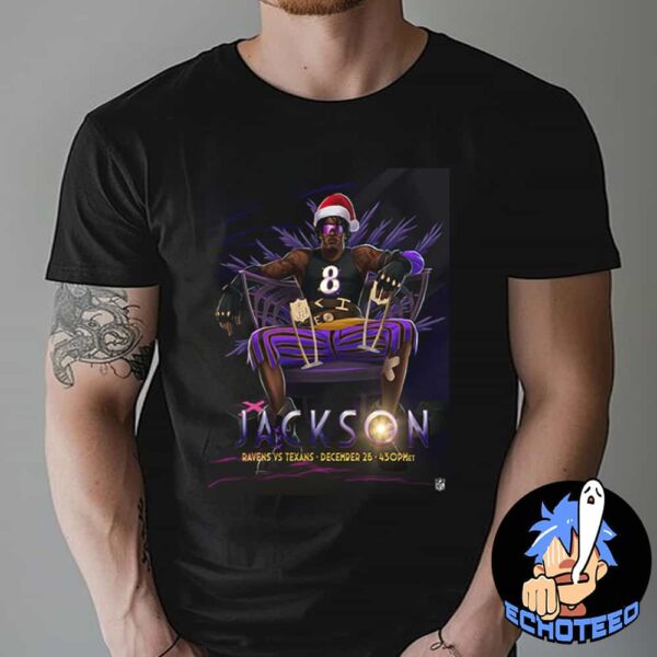 Lamar Jackson Baltimore Ravens VS Houston Texans On Dec 25th 2024 NFL 2024-2025 X Arcane Essentials Unisex T-Shirt