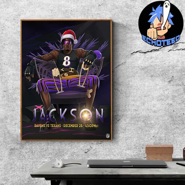 Lamar Jackson Baltimore Ravens VS Houston Texans On Dec 25th 2024 NFL 2024-2025 X Arcane Home Decor Poster Canvas