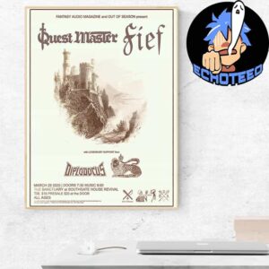 Quest Master And Fief Official Poster On Mar 29th 2025 At The Sanctuary At Southgate House Revival US By Out Of Season And Dungeon Deep Records With Mons Mythic Synthesizer Music Home Decor Poster Canvas