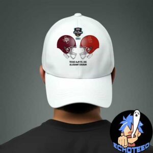 SRS Distribution Las Vegas Bowl NCAA 2024-2025 Bowl Games Texas AM vs USC Trojans At Allegiant Stadium Skull Helmet Head To Head Classic Hat Cap