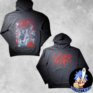 Slayer Official Live Splatter on Charcoal Hoodie Merch Two Sides Long Sleeve Essentials Unisex T-Shirt