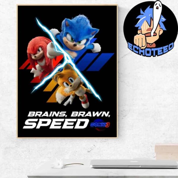 Sonic the Hedgehog 3 Brains Brawn Speed Premium Luster Poster Home Decor Canvas