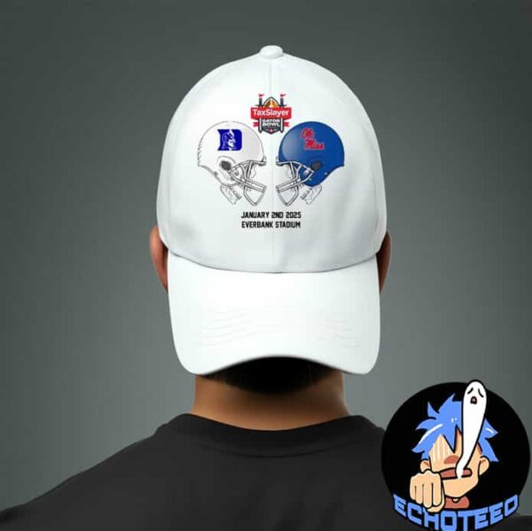 Taxslayer Gator Bowl NCAA 2024-2025 Bowl Games Duke Blue Devils vs Ole Miss Rebels At Duke Blue Devils Skull Helmet Head To Head Classic Hat Cap