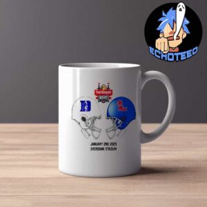 Taxslayer Gator Bowl NCAA 2024-2025 Bowl Games Duke Blue Devils vs Ole Miss Rebels At Duke Blue Devils Skull Helmet Head To Head Mug