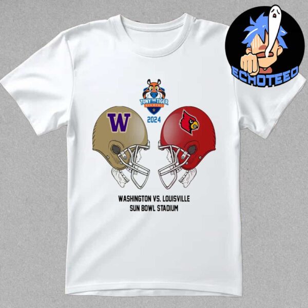 Tony The Tiger Sun Bowl NCAA 2024-2025 Bowl Games Louisville Cardinals vs Washington Huskies At Sun Bowl Stadium Skull Helmet Head To Head Essentials Unisex T-Shirt