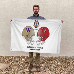 Tony The Tiger Sun Bowl NCAA 2024-2025 Bowl Games Louisville Cardinals vs Washington Huskies At Sun Bowl Stadium Skull Helmet Head To Head House Garden Flag Home Decor