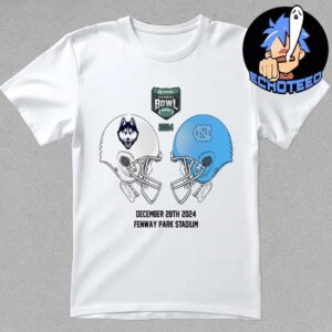 Wasabi Fenway Bowl NCAA 2024-2025 Bowl Games UConn Huskies vs North Carolina Tar Heels At Fenway Park Stadium Skull Helmet Head To Head Essentials Unisex T-Shirt