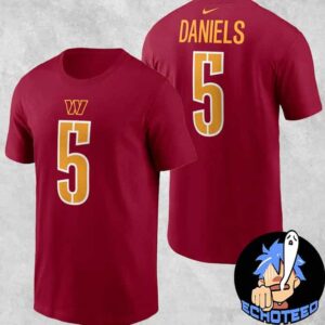 Washington Commanders Jayden Daniels Nike Burgundy Name And Number T-Shirt Merchandise Two Sides Essentials Unisex Shirt