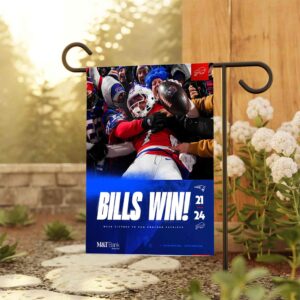 Buffalo Bills Beats New England Patriots With 24-21 On Dec 23 2024 No 1 AFC East NFL 2024-2025 House Garden Flag Home Decor