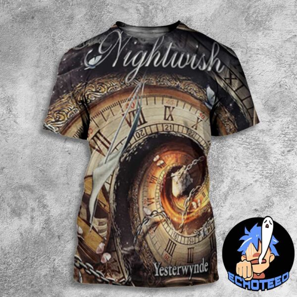 Nightwish Yesterwynde Featuring a Whimsical Spiral Clock And Timeless Symbolism Cover On Sep 20th 2024 All Over Print Essentials Unisex T-Shirt