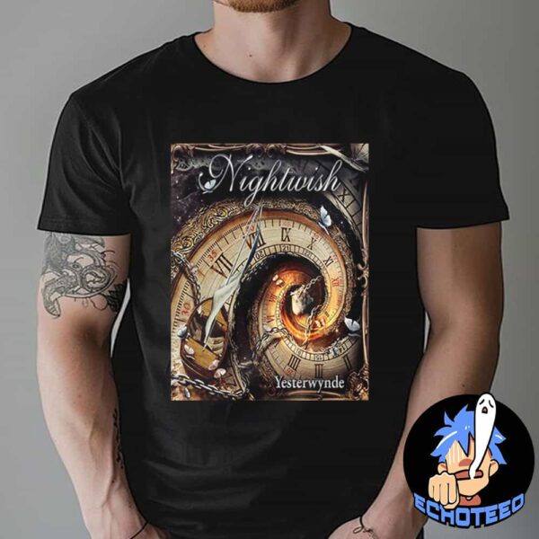 Nightwish Yesterwynde Featuring a Whimsical Spiral Clock And Timeless Symbolism Cover On Sep 20th 2024 Essentials Unisex T-Shirt