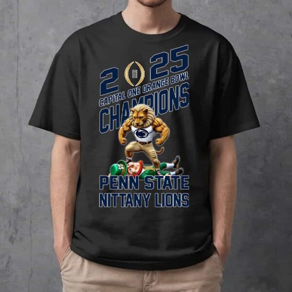 Penn State Nittany Lions Defeat Notre Dame Fighting Irish Mascot Capital One Orange Bowl CFP Semifinal Champions NCAA Bowl Games Season 2024-2025 Merchandise Essentials Unisex T-Shirt