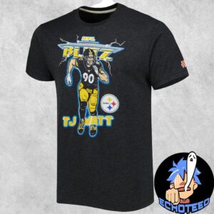 Pittsburgh Steelers TJ Watt Homage Heathered Heather Charcoal NFL Blitz Player Tri-Blend T-Shirt All Over Print Essentials Unisex Shirt