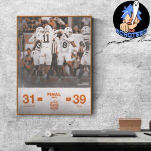 Texas Longhorns Beat Arizona State Sun Devils With 39-31 NCAA Chick Fil A Peach Bowl CFP Quarterfinal On Jan 2nd 2025 At Mercedes Benz Stadium Atlanta Georgia Home Decor Poster Canvas