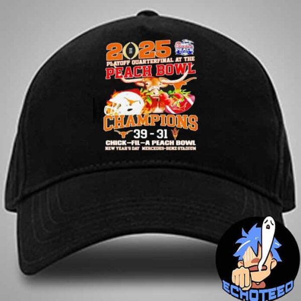 Texas Longhorns Beats Arizona State Sun Devils With 39-31 Chick Fil A Peach Bowl 2025 On Jan 1st 2025 At Atlanta Georgia Classic Hat Cap