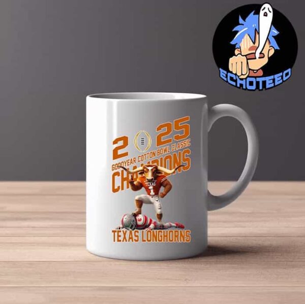 Texas Longhorns Defeat Ohio State Buckeyes Mascot Goodyear Cotton Bowl Classic Champions NCAA Bowl Games Season 2024-2025 Mug