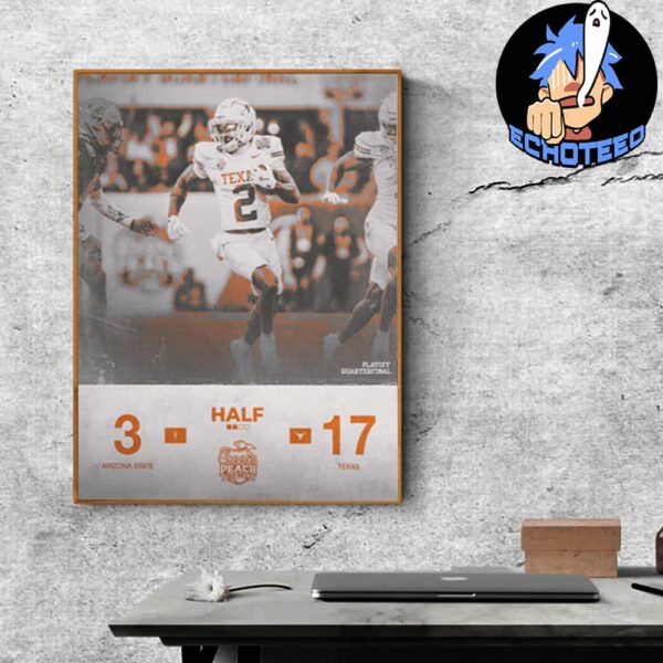 Texas Longhorns Hook Em Arizona State Sun Devils With 17-3 Peach Bowl 2025 NCAA CFB Playoff On Jan 2nd 2025 At Mercedes Benz Stadium Atlanta Georgia Home Decor Poster Canvas