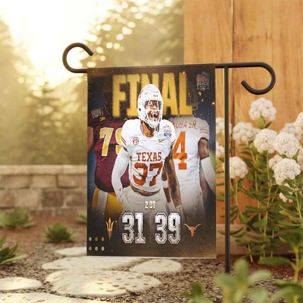 Texas Longhorns Morice Blackwell Jr The Champion Of Peach Bowl 2025 NCAA CFP On Jan 1st 2025 At Mercedes Benz Stadium US All Over Print House Garden Flag Home Decor