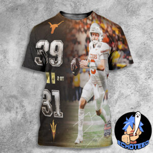 Texas Longhorns Quinn Ewers The Number 3 Quarterback Peach Bowl 2025 NCAA CFP On Jan 1st 2025 At Mercedes Benz Stadium All Over Print Essentials Unisex T-Shirt