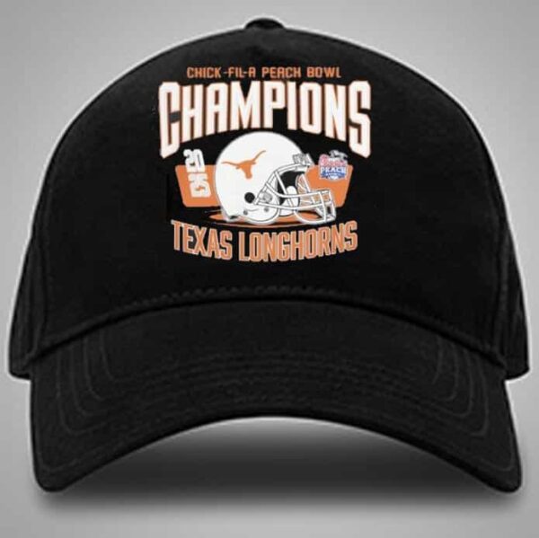 Texas Longhorns The Champions Of Chick Fil A Peach Bowl 2025 NCAA CFP Quarterfinal On Jan 2nd 2025 At Mercedes Benz Stadium Atlanta Georgia Classic Hat Cap