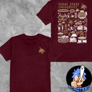 Vive La Fete Maroon Texas State Bobcats Impressions Artwork T-Shirt Merchandise Two Sides Essentials Unisex T-Shirt